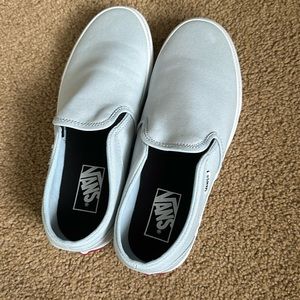 blue vans with checkered detail